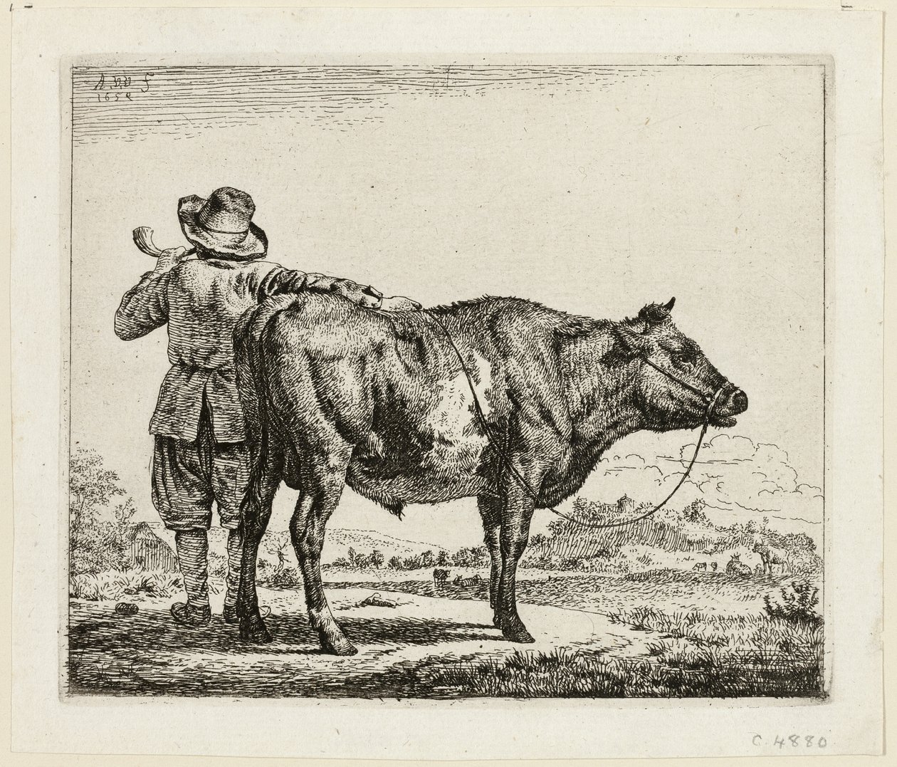 A tehénpásztor és a bika alkotó: Adriaen van de Velde