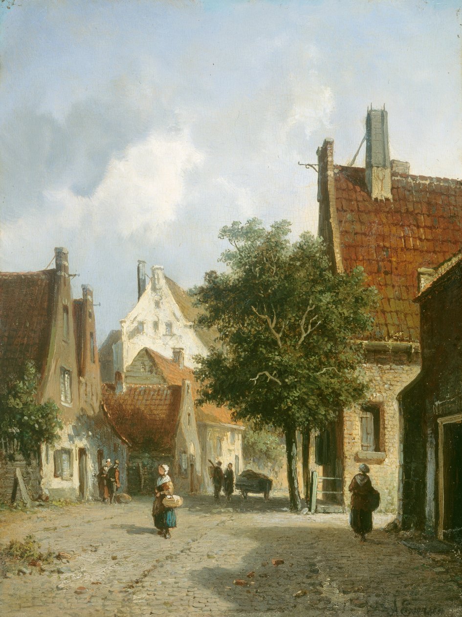 Amszterdam utcai jelenet, 19. század. alkotó: Adrianus Eversen