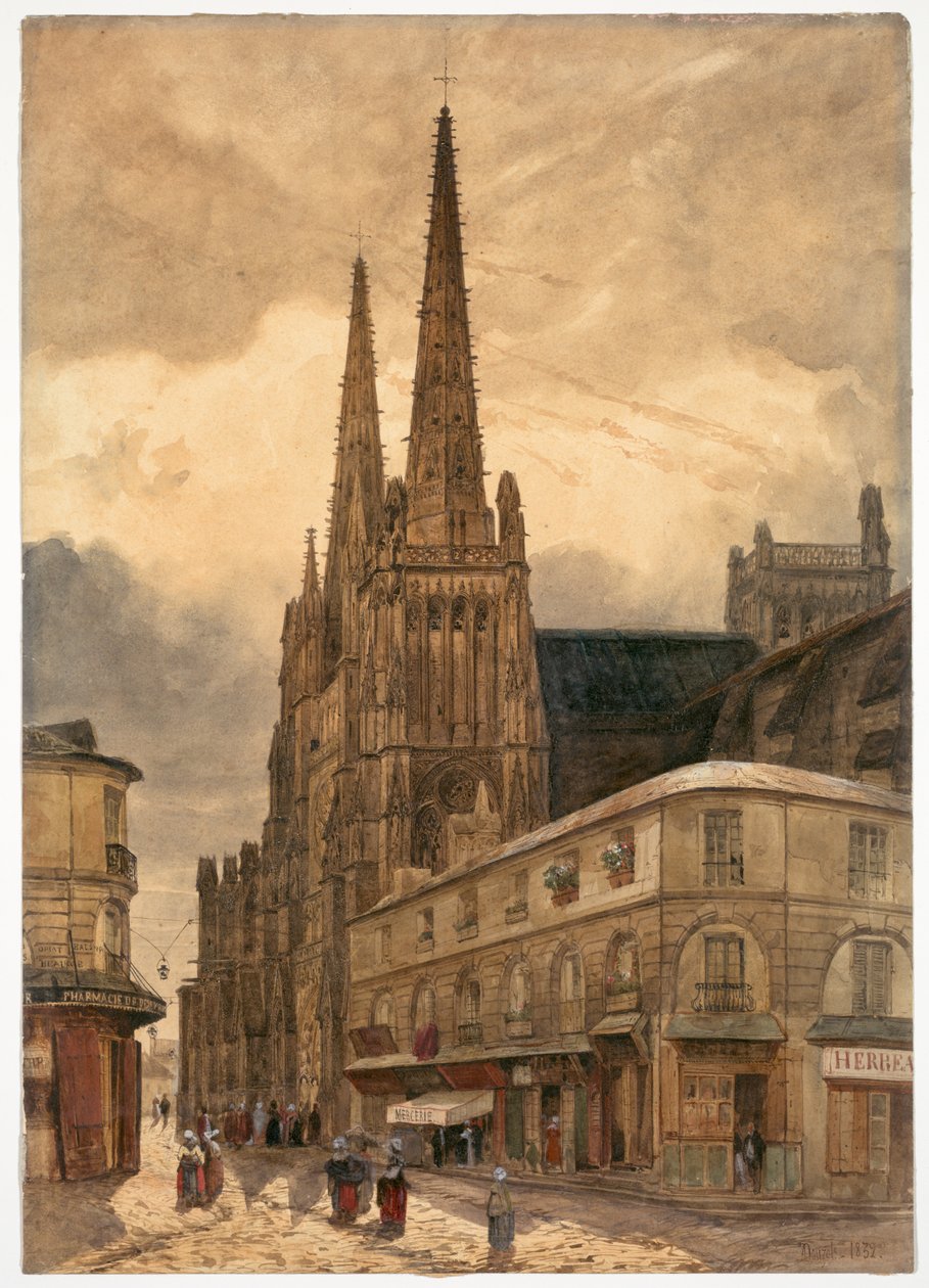 Sainte-André székesegyház Bordeaux-ban, 1832. alkotó: Adrien Dauzats