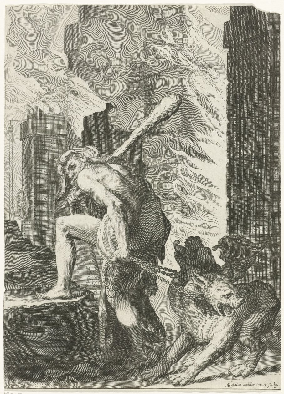 Hercules en Cerberus alkotó: Egidius  Sadeler (II)