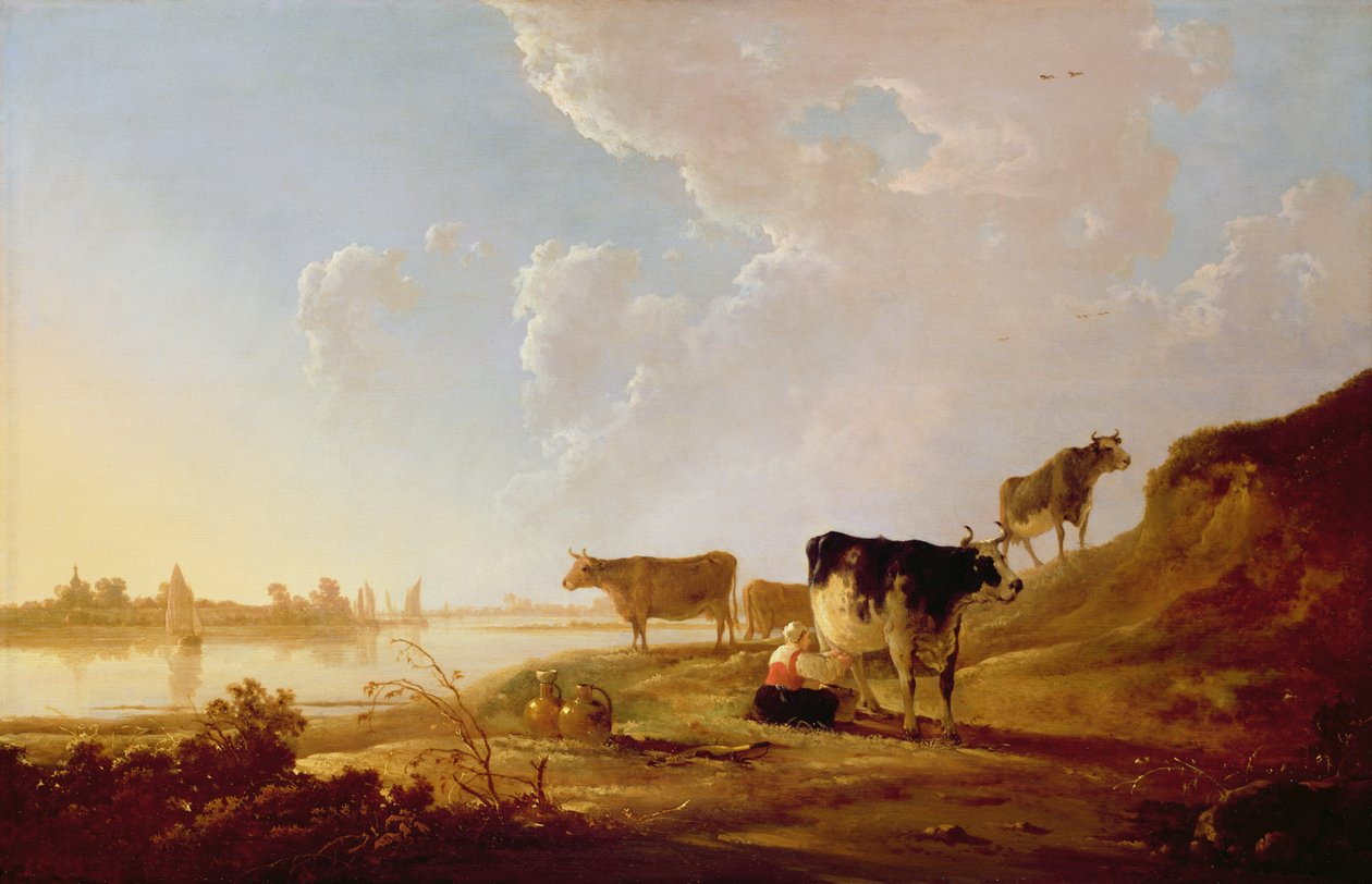 Tehenek a folyó közelében alkotó: Aelbert Cuyp