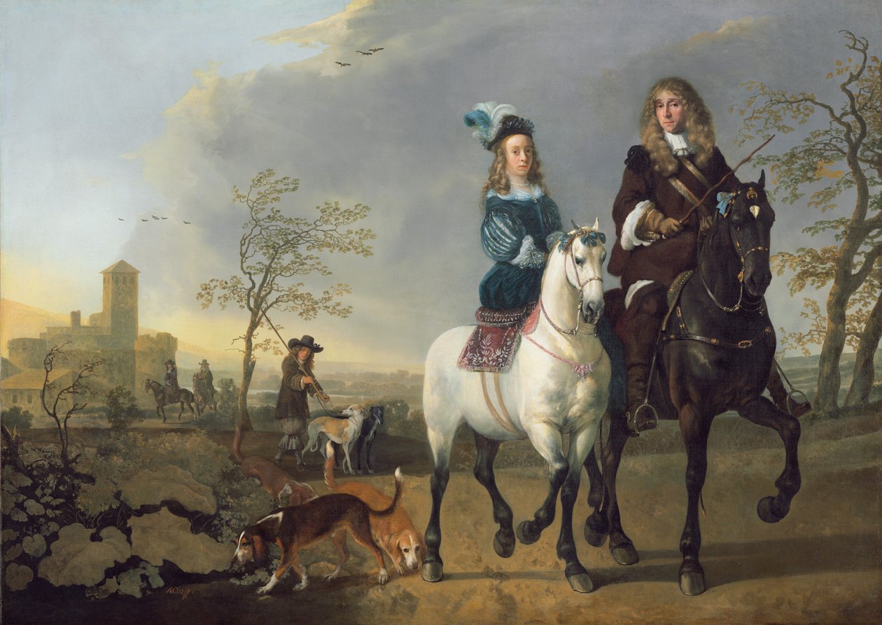 Hölgy és úriember lóháton alkotó: Aelbert Cuyp
