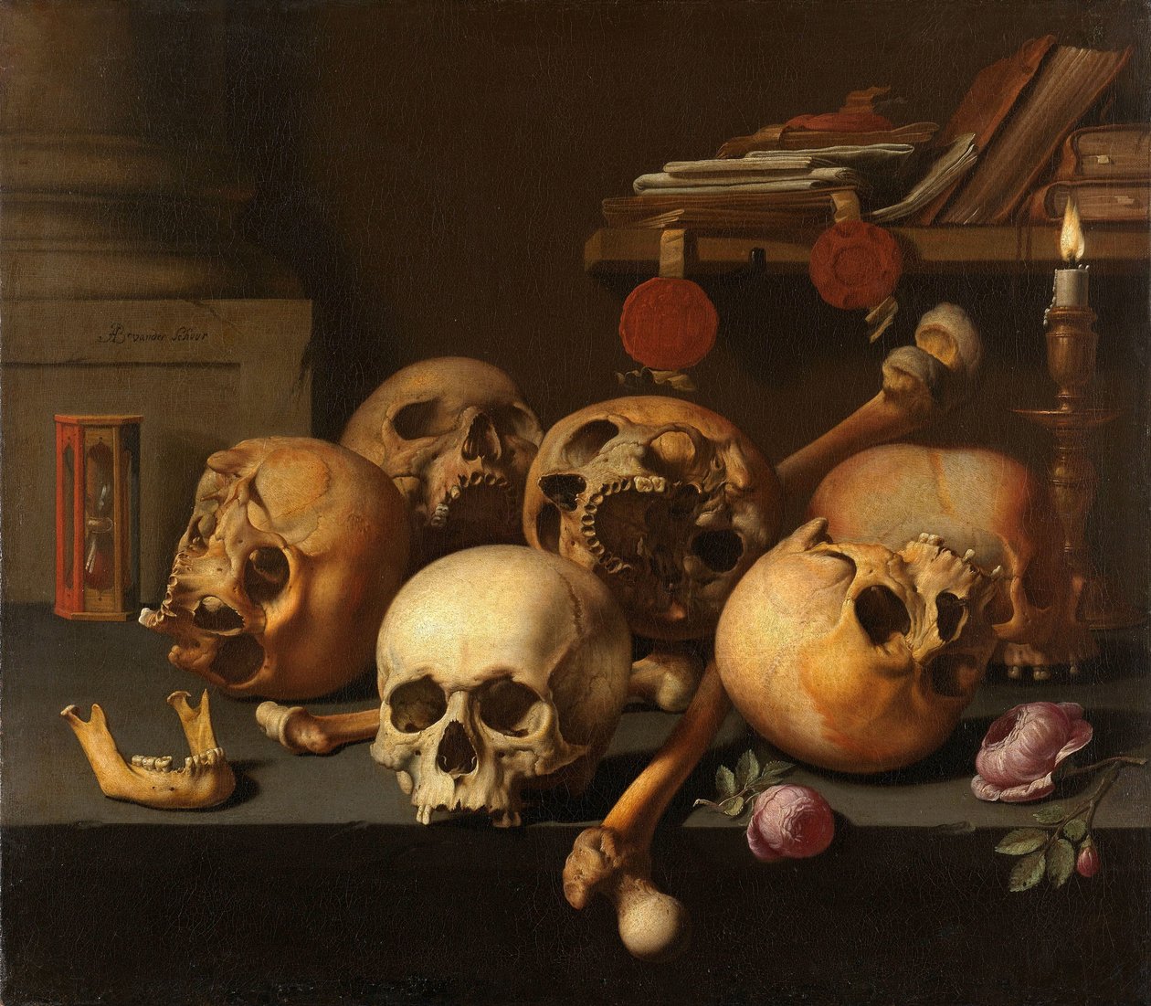 Vanitas csendélet alkotó: Aelbert Jansz. van der Schoor