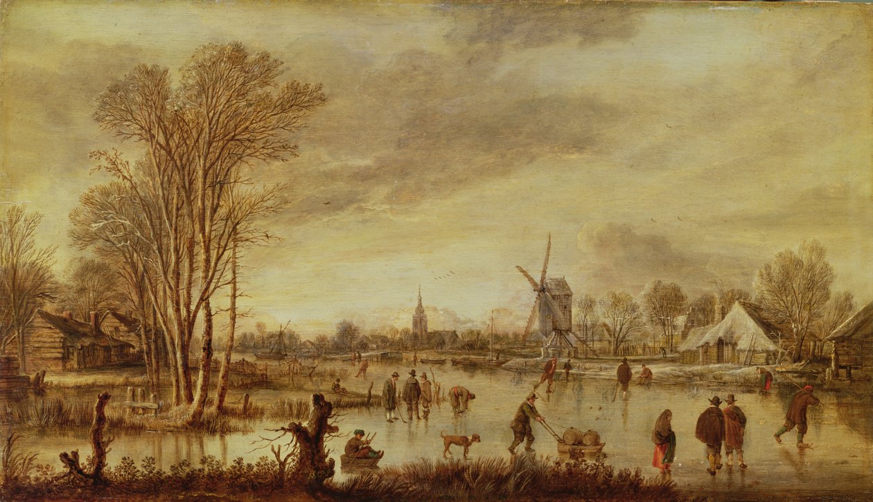 Folyó télen alkotó: Aert van der Neer