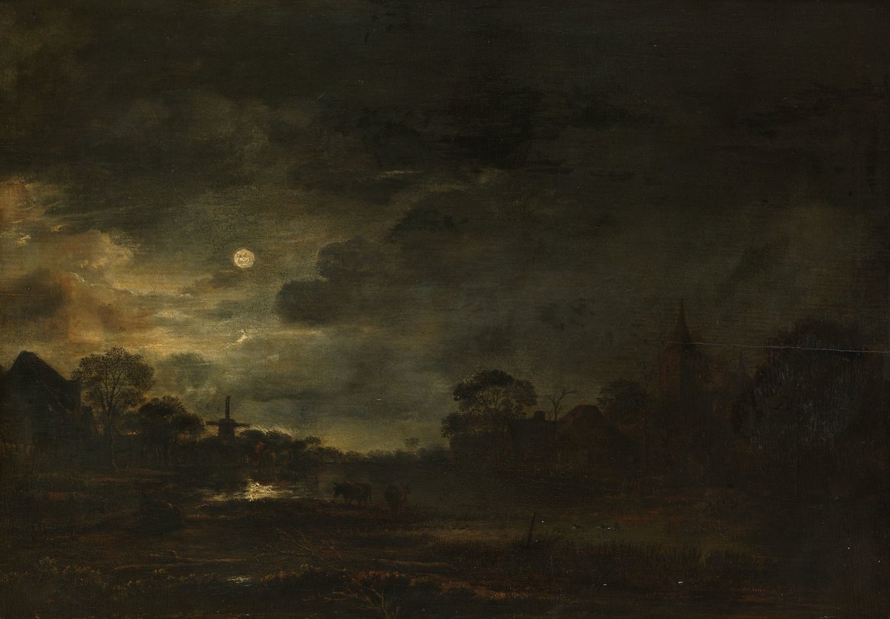 Táj a holdfényben alkotó: Aert van der Neer