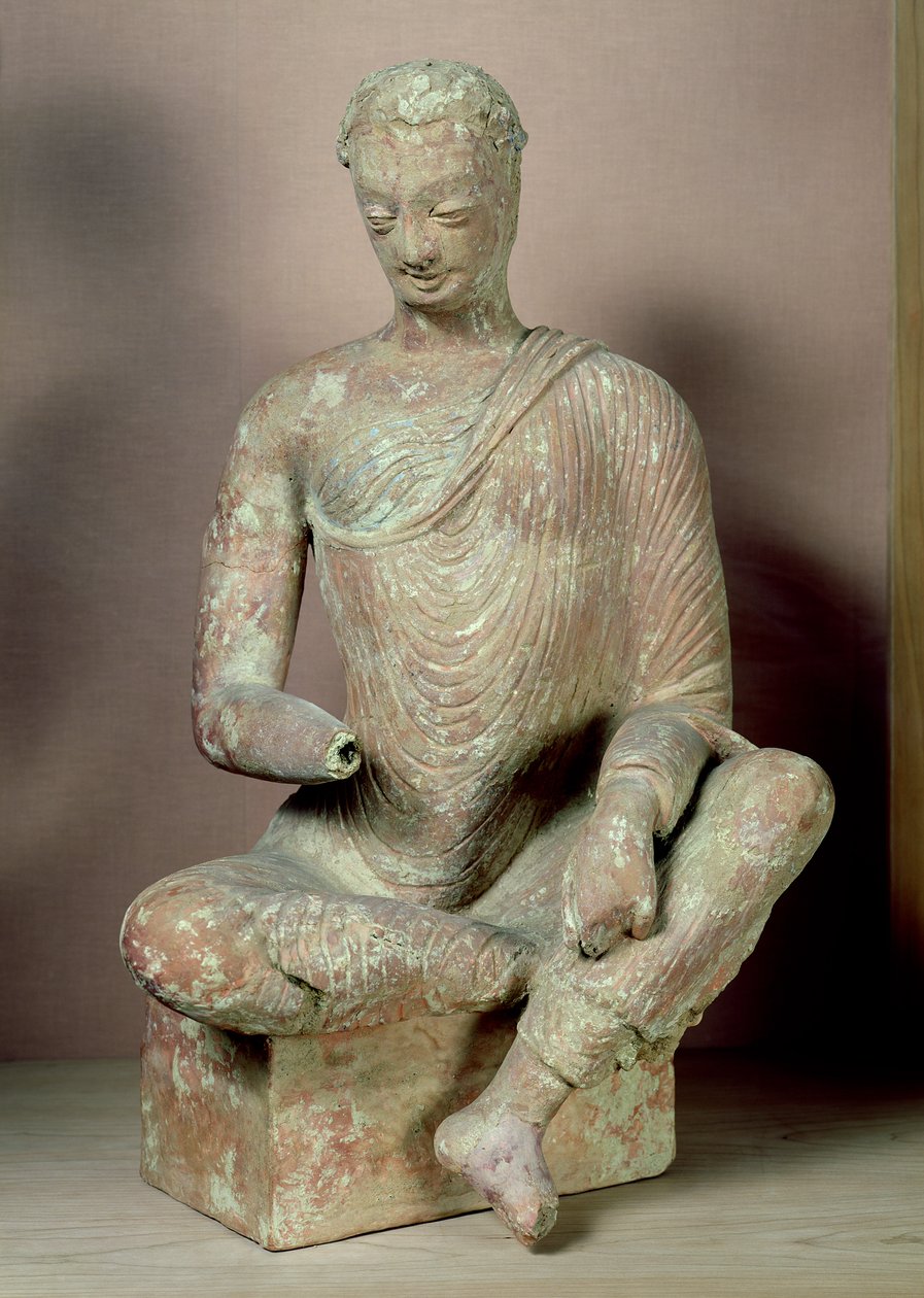 Buddha meditációban ül, Fondukisztánból, 7-8. század (terrakotta) alkotó: Afghan School