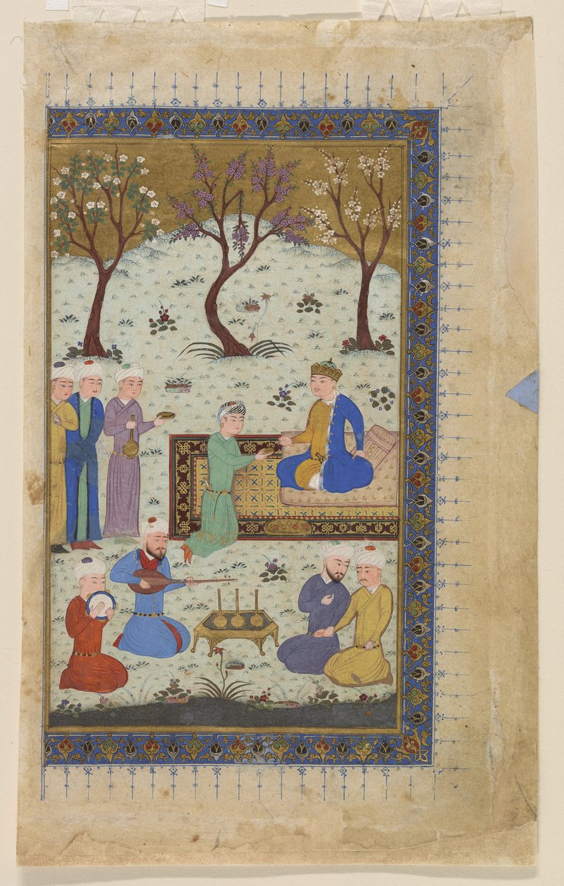 Egy herceg trónoló kísérőkkel körülvéve, 1425-30 alkotó: Afghan School