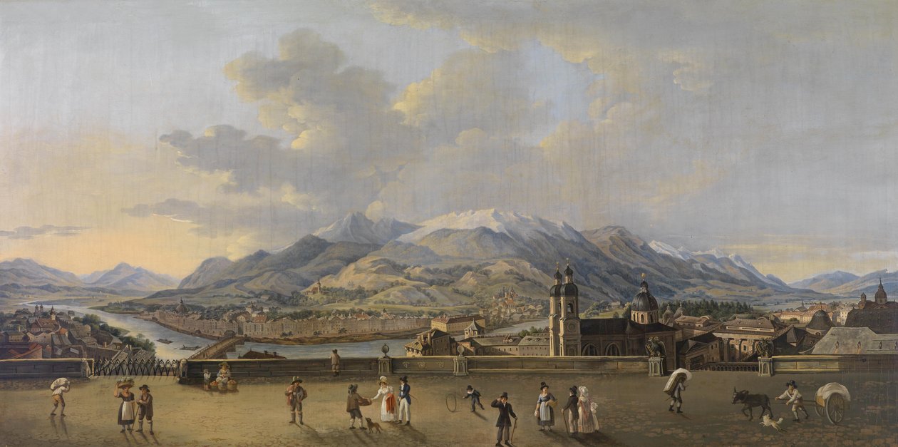 Panoráma Innsbruckra, a város tornyából nézve alkotó: After Friedrich Rehberg