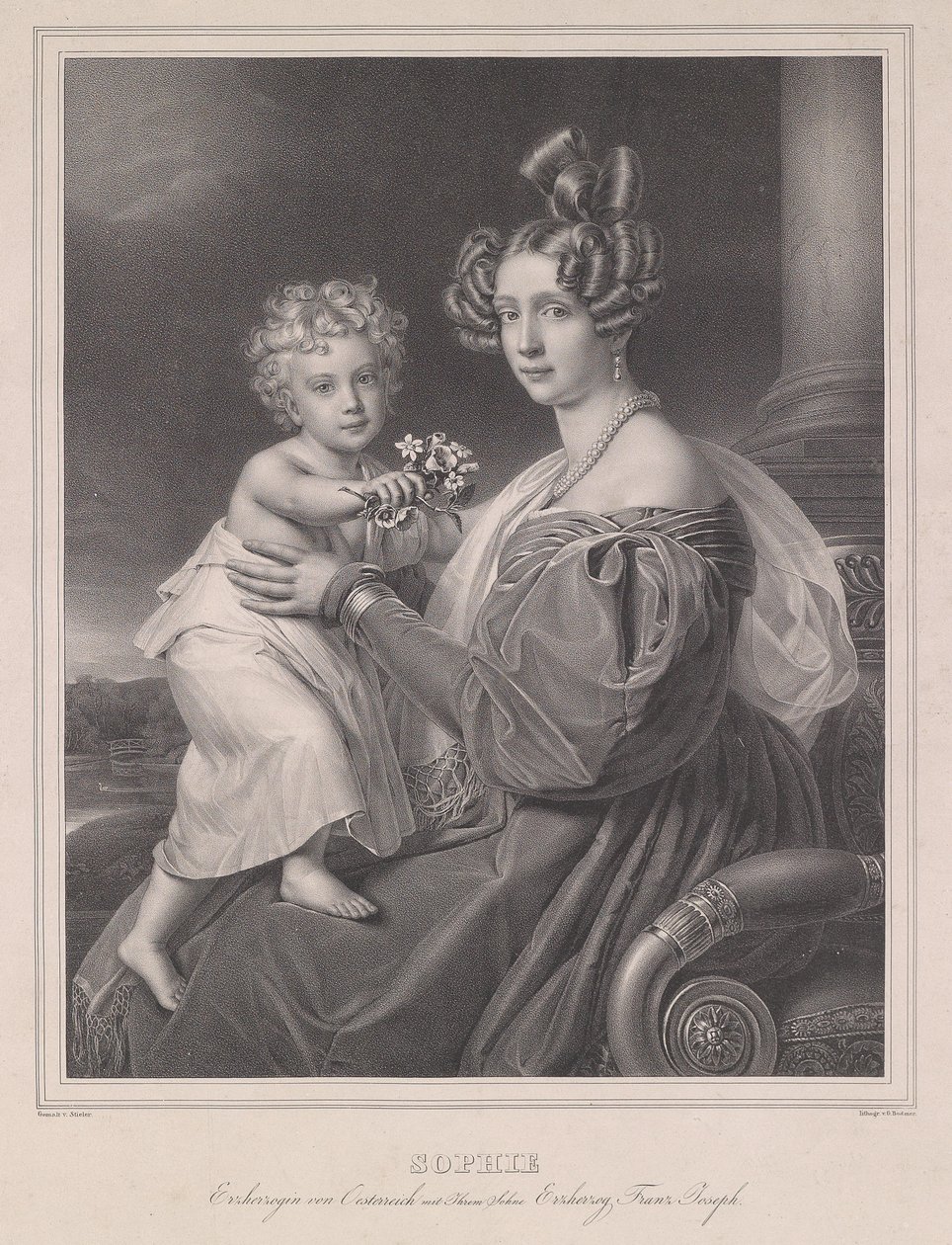 Sophie főhercegnő és fia, Ferenc József főherceg. alkotó: Joseph Carl Stieler