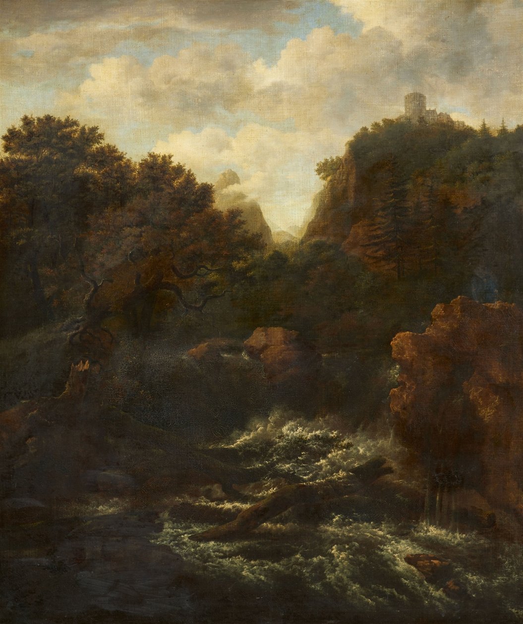 Hegyi táj vízeséssel alkotó: after Jacob van Ruisdael