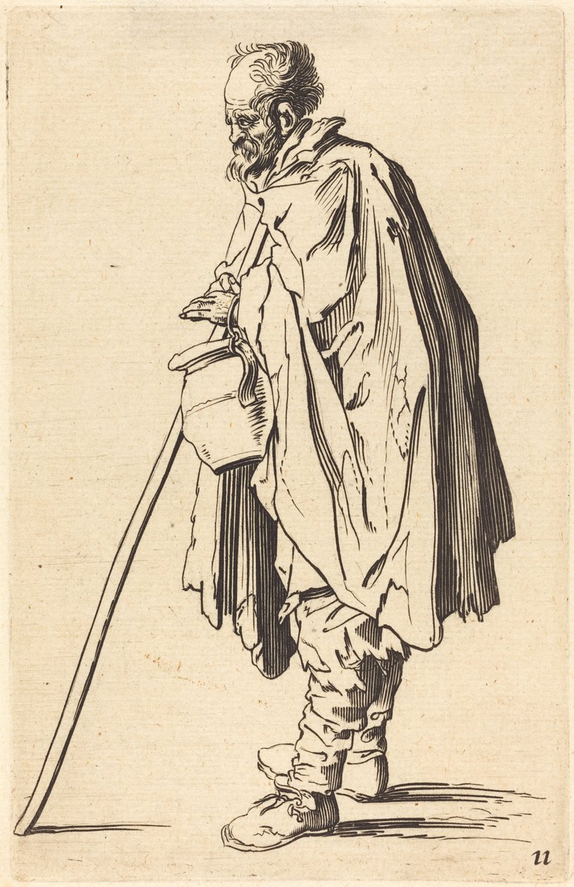 Koldus fazékkal alkotó: After Jacques Callot