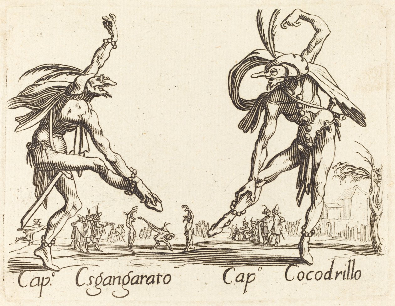 egyik sem Sgangherato és Cap. krokodil alkotó: After Jacques Callot