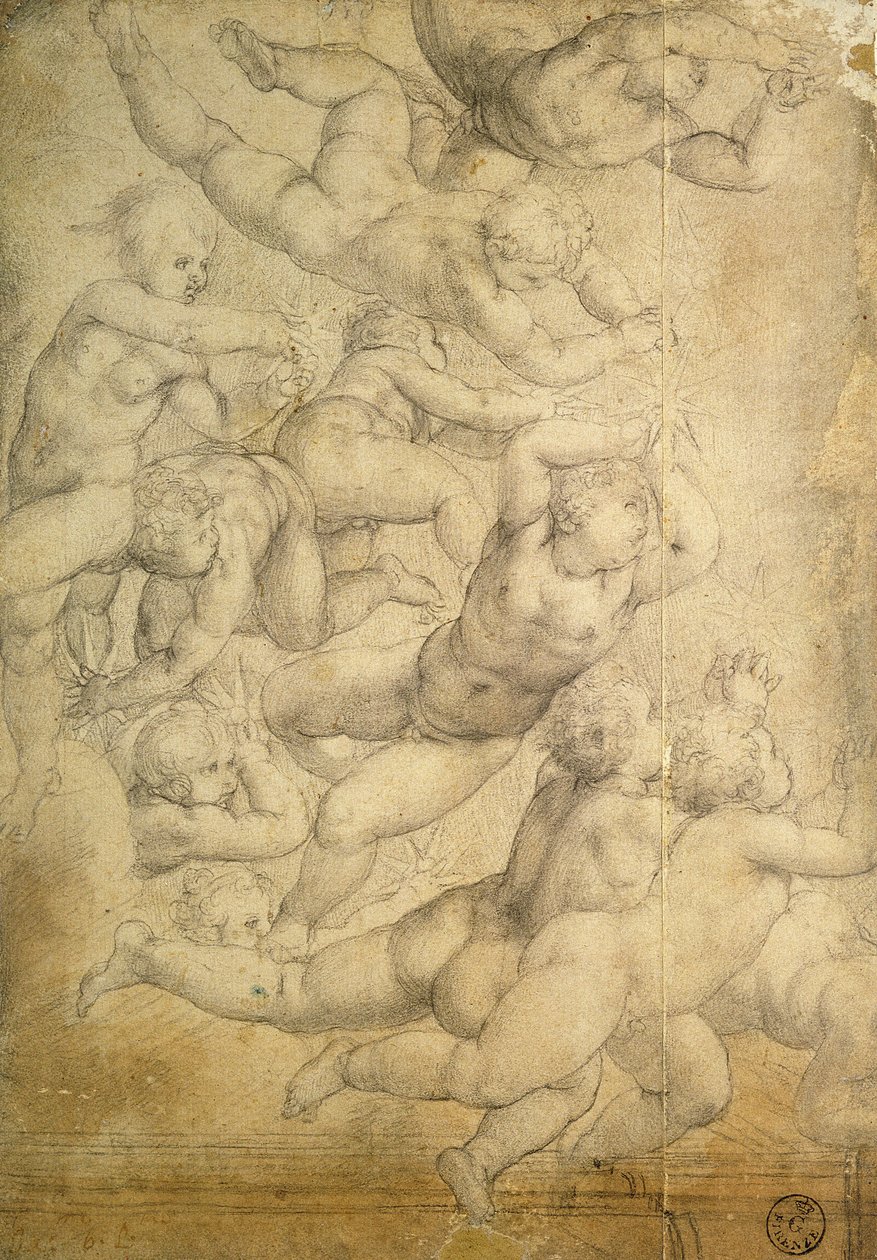 Putti (kréta papíron) alkotó: Agnolo Bronzino