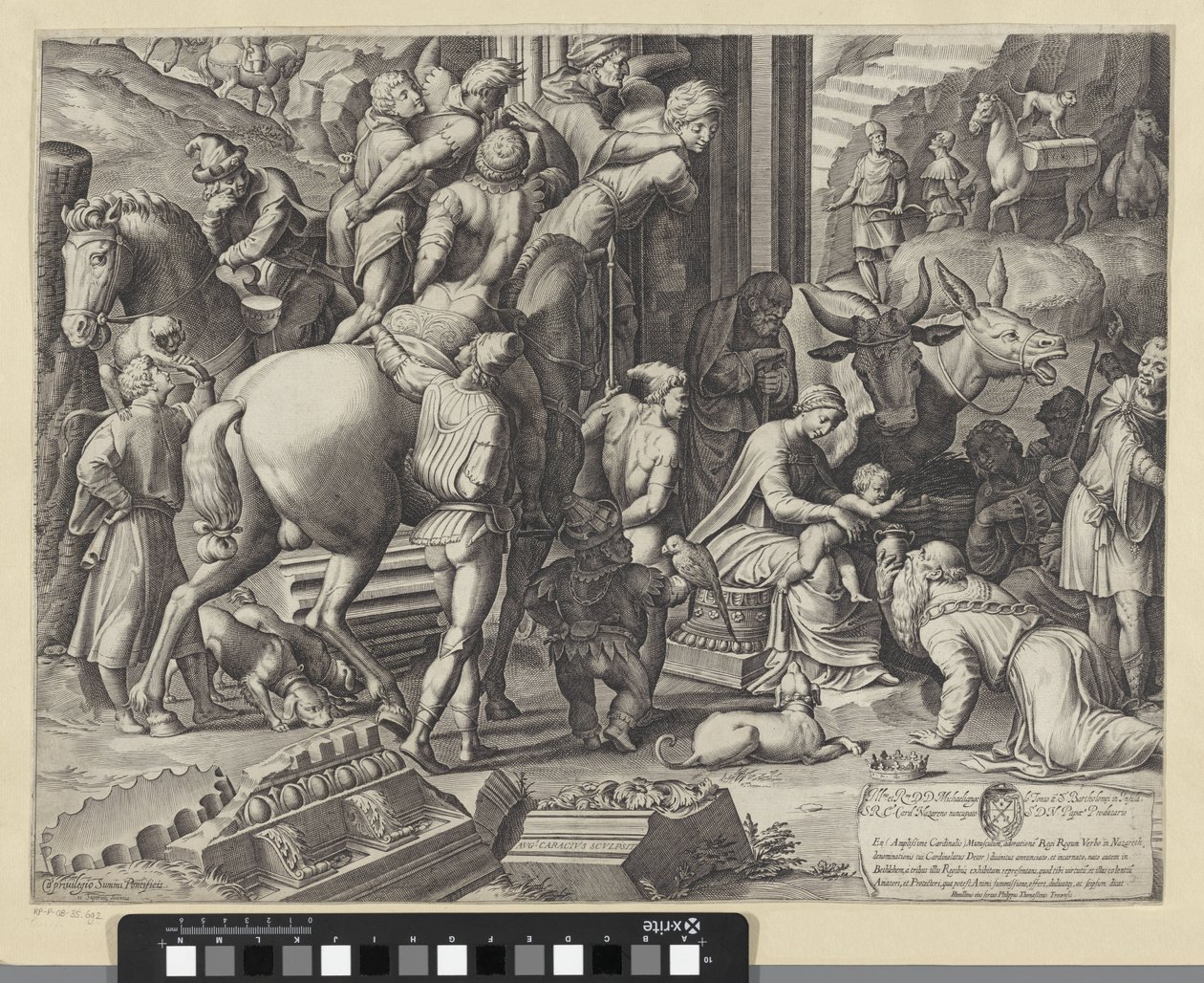 A mágusok imádása (bal alsó rész) alkotó: Agostino Carracci