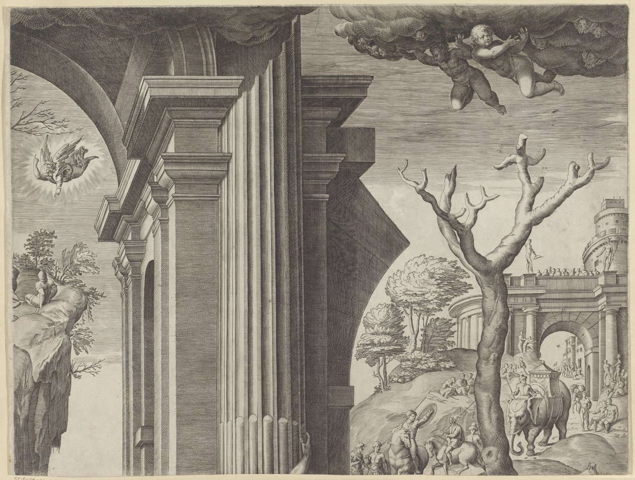 A mágusok imádása (jobb felső rész) alkotó: Agostino Carracci