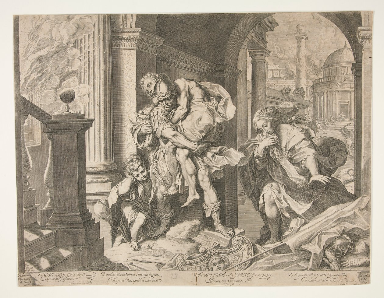 Aeneas és családja Trójából menekülve alkotó: Agostino Carracci