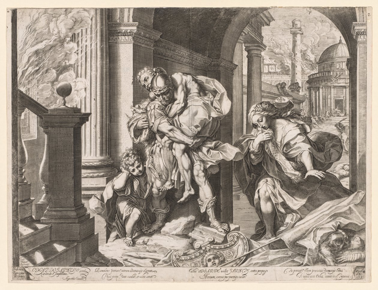 Aeneas és családja Trójából menekülve, 1595. alkotó: Agostino Carracci