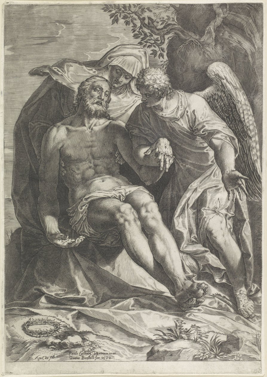 Mária Krisztus testével (Pietà) alkotó: Agostino Carracci