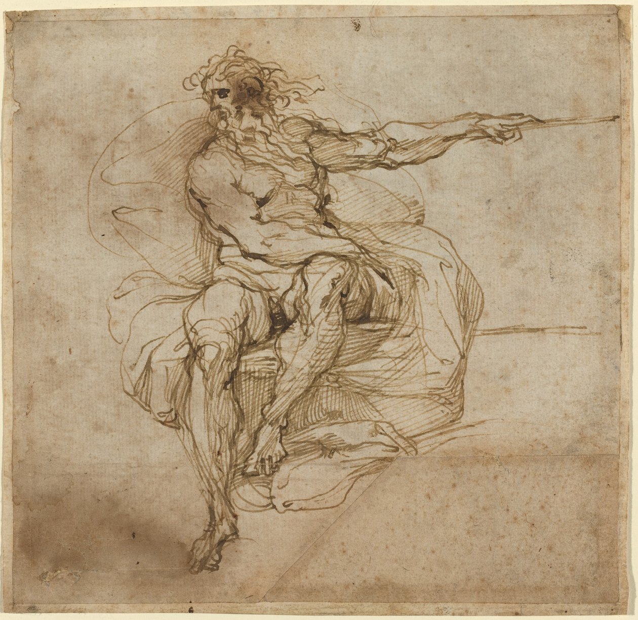 Ülő férfi akt [recto] alkotó: Agostino Carracci
