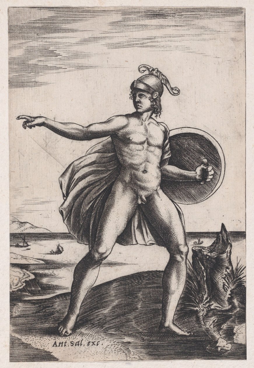 Egy harcos, kb. 1514-36. alkotó: Agostino Veneziano
