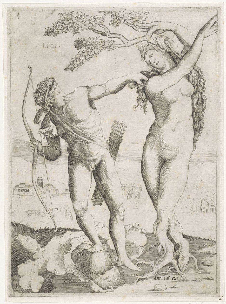 Apolló Daphnéban alkotó: Agostino Veneziano