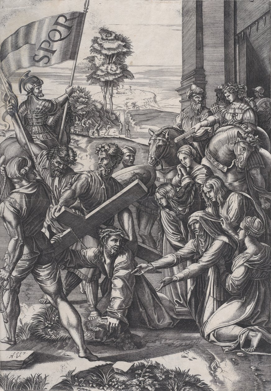 A kereszthordozás, 1517. alkotó: Agostino Veneziano