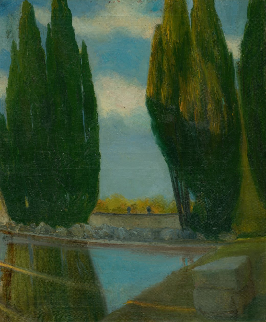 Táj tóval, 1890-98 körül (olaj, vászon) alkotó: Akos Aranyossy