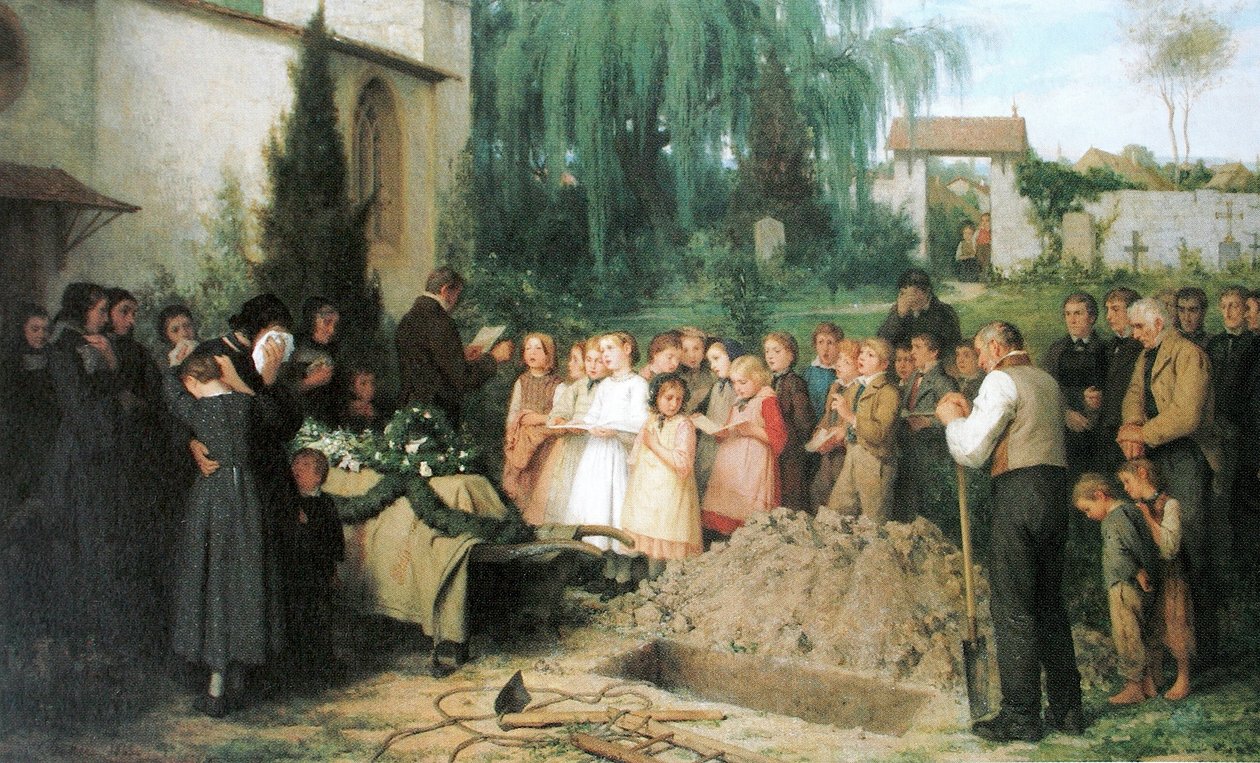 Gyermek temetés alkotó: Albert Anker