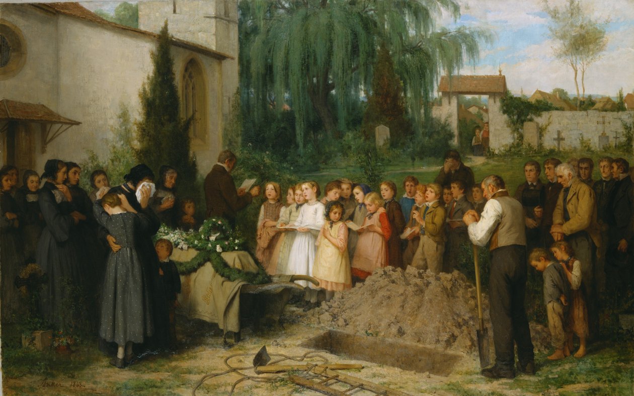 Gyermek temetés alkotó: Albert Anker
