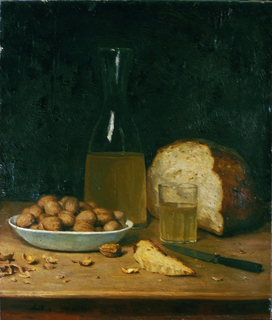 Új fehérbor és dió alkotó: Albert Anker