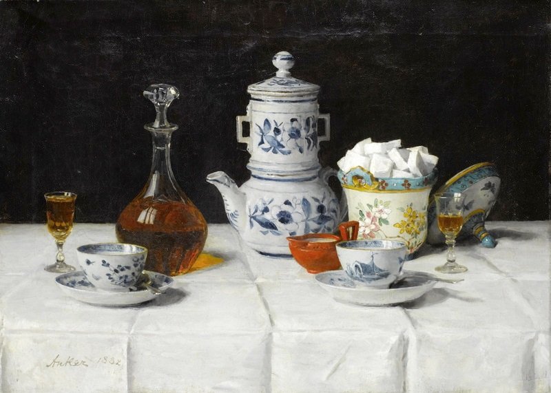 Csendélet kávéval alkotó: Albert Anker