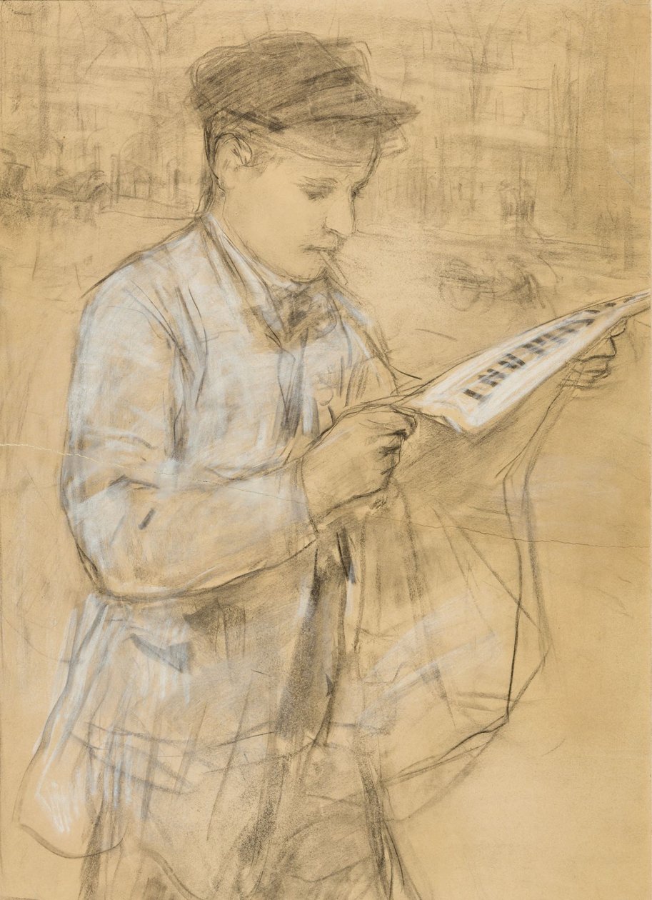Újságárus fiú alkotó: Albert Anker