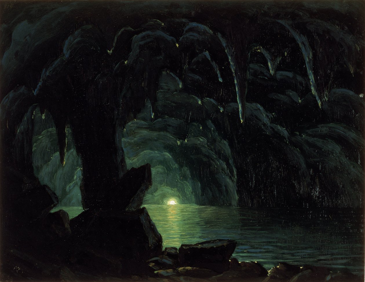 Kék barlang, Capri (olaj, karton) alkotó: Albert Bierstadt