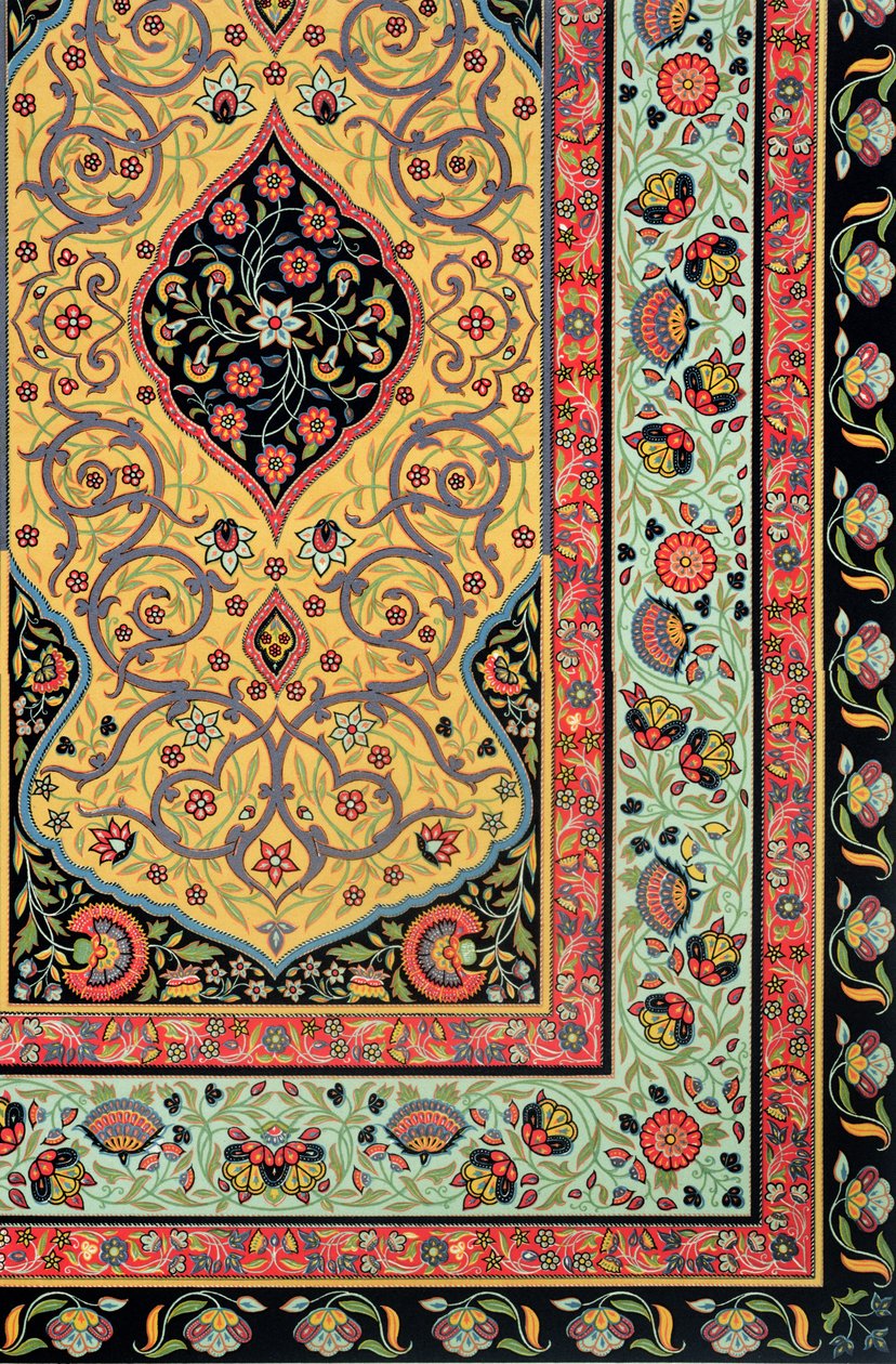 Perzsa díszítés, XXV. tábla a "Polychrome Ornament" című műből, metszette F. Durin, megjelent Párizsban, 1869. alkotó: Albert Charles August Racinet