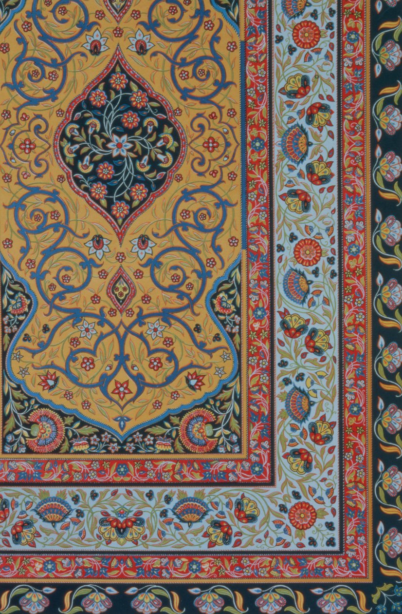 Perzsa díszítés, `Polychrome Ornament`-ből, F. Durin metszete, kocsma. Lemercier und C., Párizs, 1869 alkotó: Albert Charles August Racinet