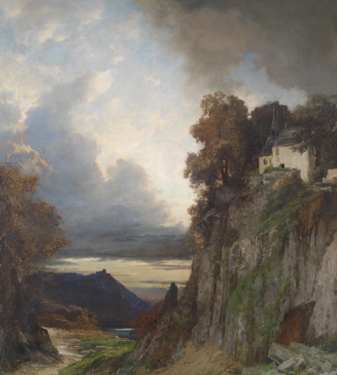 Esti hangulat a Rajnán (Koblenz közelében) alkotó: Albert Flamm