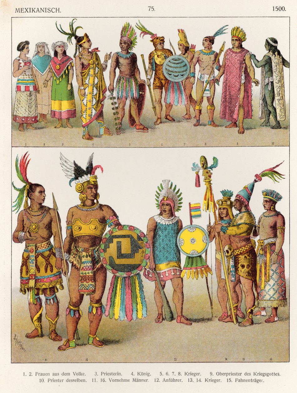Mexikói ruha, 1500 körül, a "Trachten der Voelker"-ből, 1864 alkotó: Albert Kretschmer