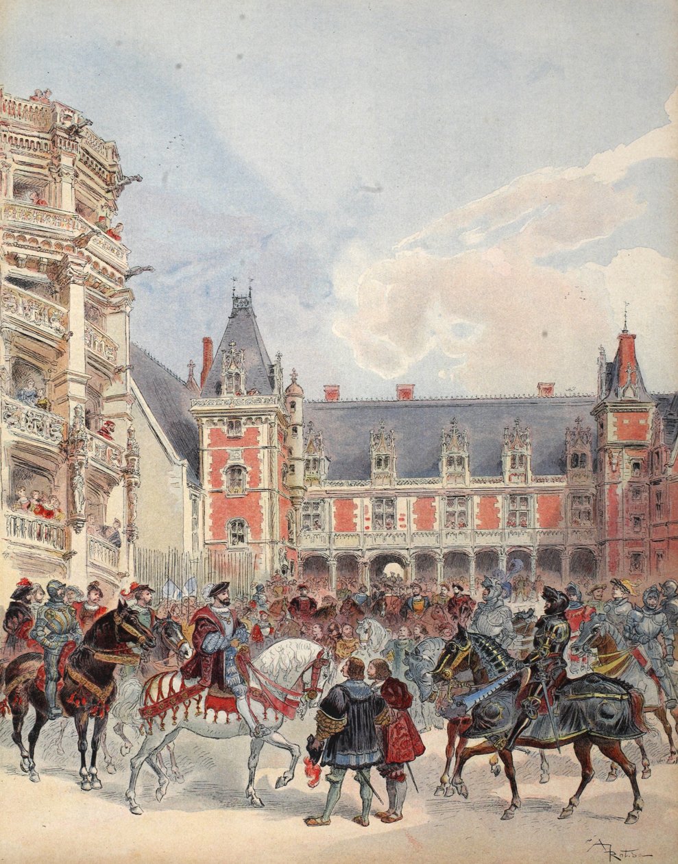 Udvar a Loire-i kastélyokban, illusztráció a 