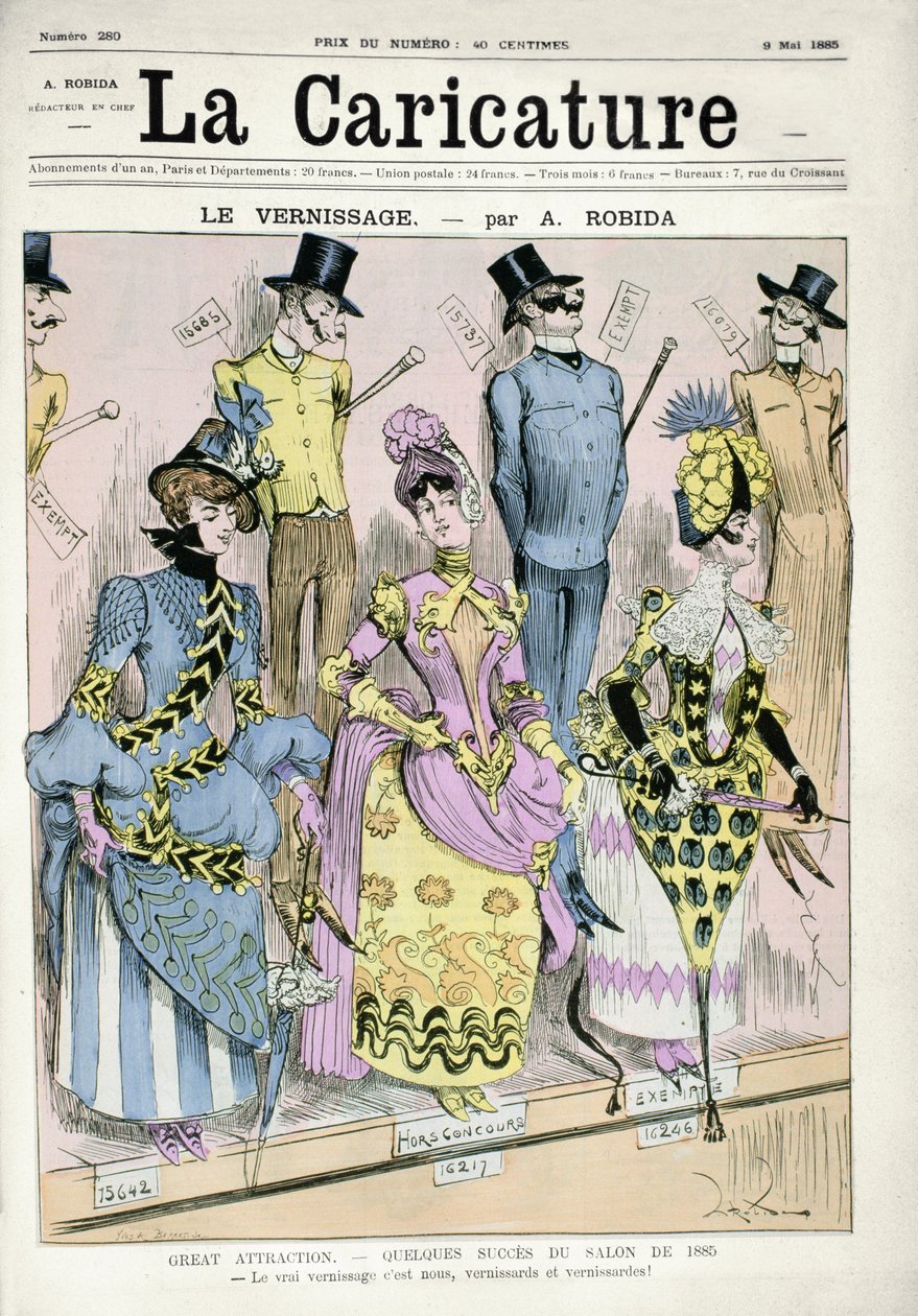 "Lakkozás napja", a "La Caricature" magazin címlapillusztrációja, 1885. május 9. (színes metszet) alkotó: Albert Robida