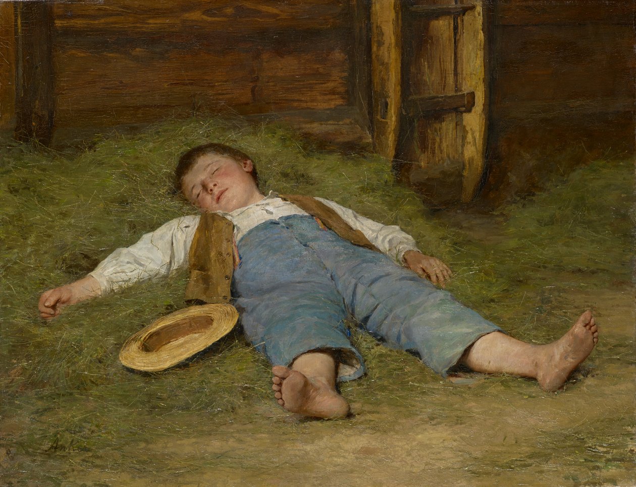 A szénában alvó fiú, 1891-97 alkotó: Albert Anker