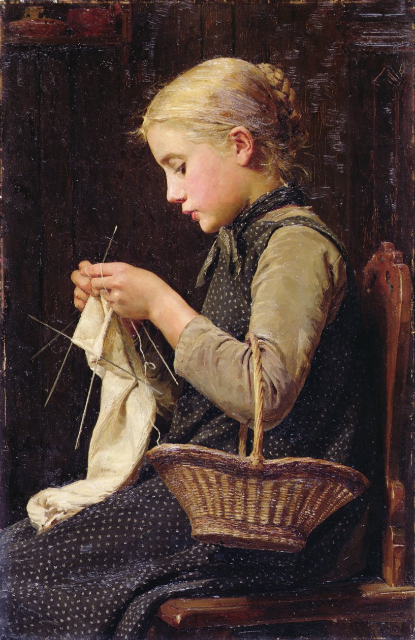 Kötő lány alkotó: Albert Anker