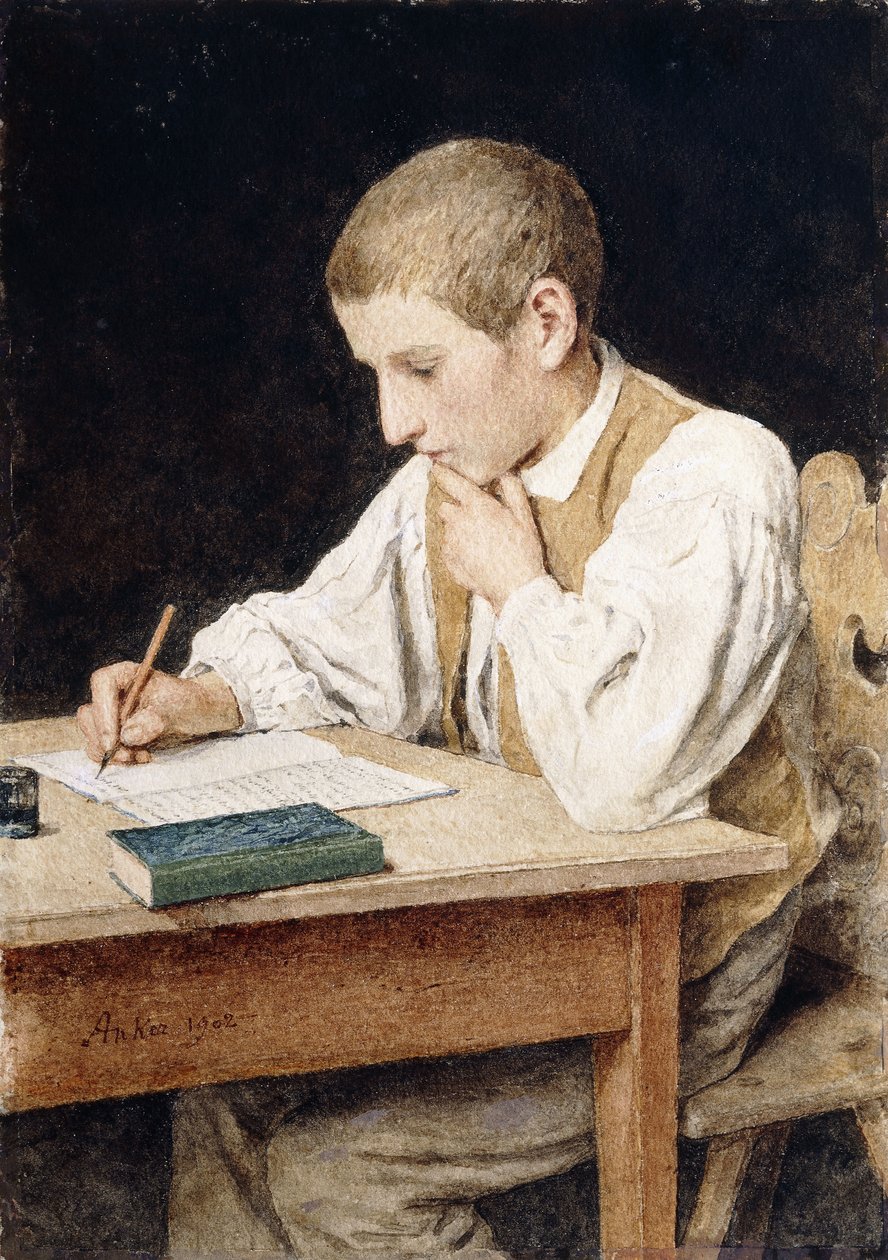 Írófiú, 1902 alkotó: Albert Anker