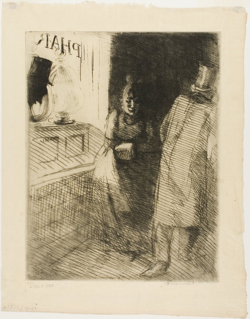 Prostitúció, tízes tányér a Nőtől alkotó: Albert Besnard