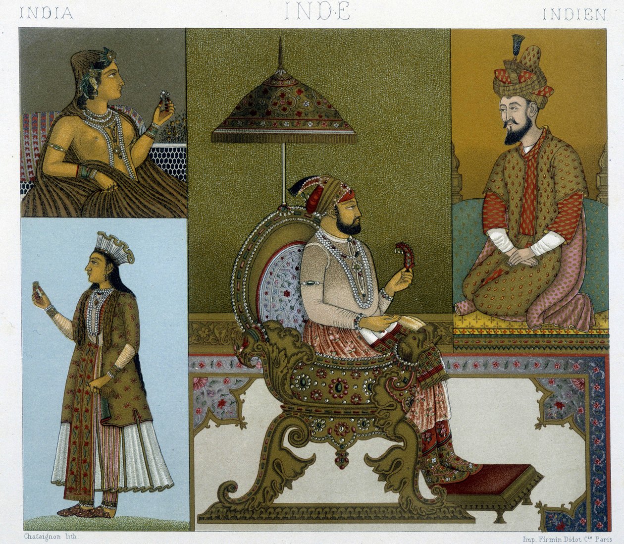 Mongol jelmezek, Racinet metszet alkotó: Albert Charles August Racinet