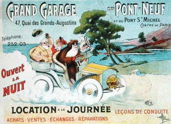 A "Le Grand Garage du Pont-Neuf" reklámplakátja. alkotó: Albert Guillaume