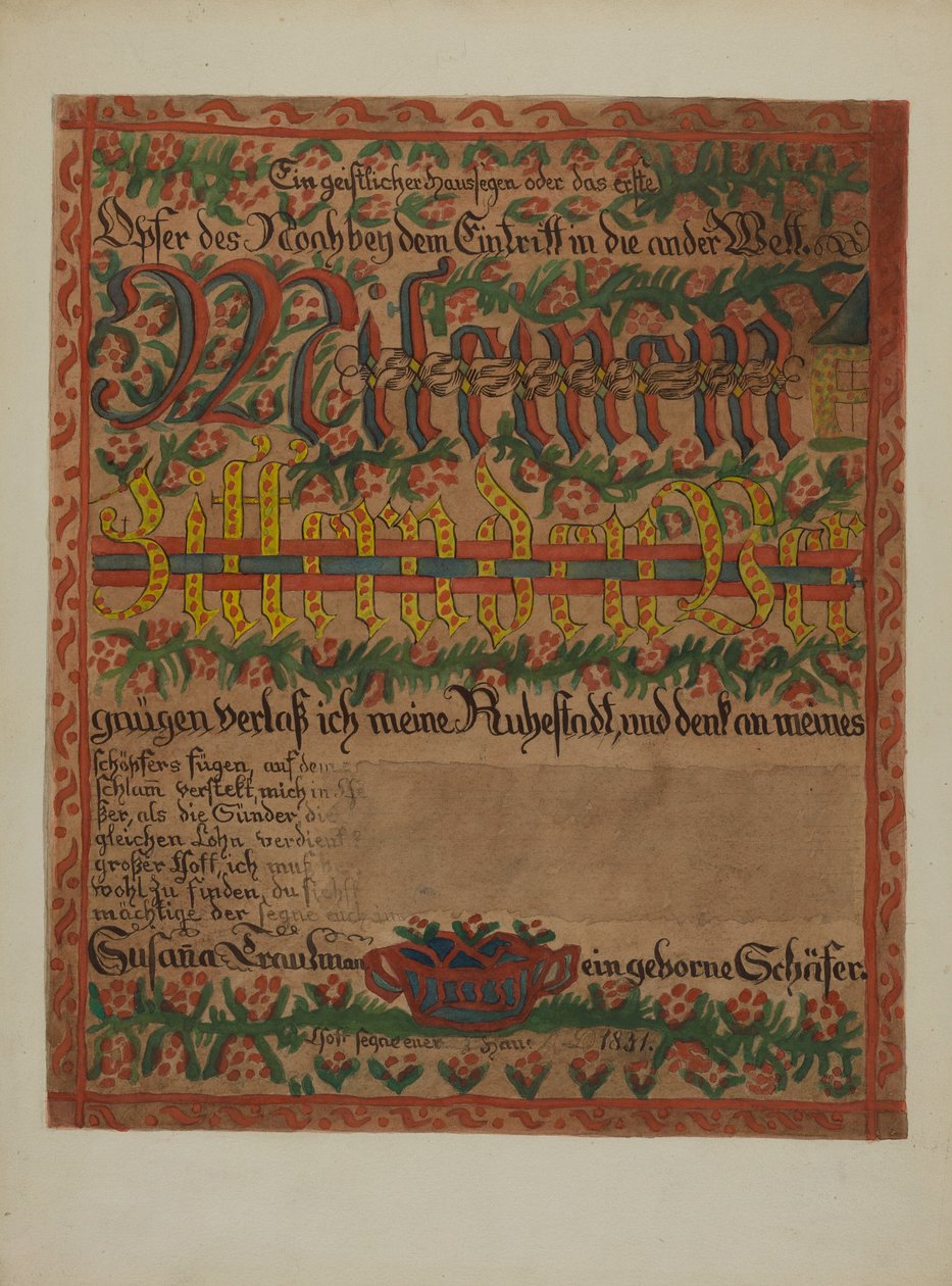Pa. német halotti anyakönyvi kivonat, c. 1937. alkotó: Albert J. Levone