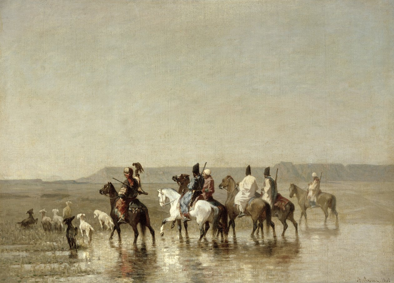 Sólyomvadászat, 1862 alkotó: Alberto Pasini