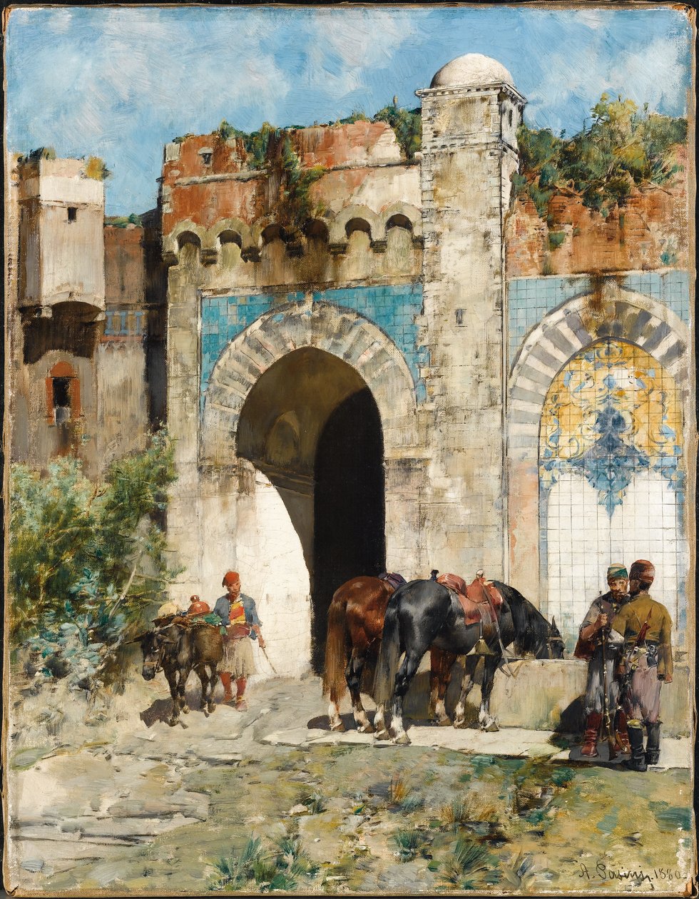 A lovak itatása, 1880 alkotó: Alberto Pasini