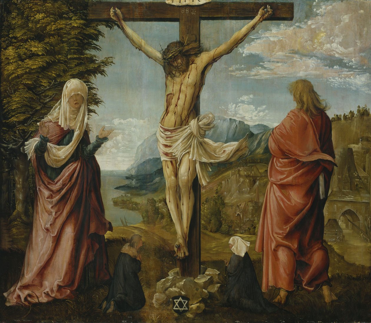 Krisztus a kereszten Máriával és Jánossal alkotó: Albrecht Altdorfer