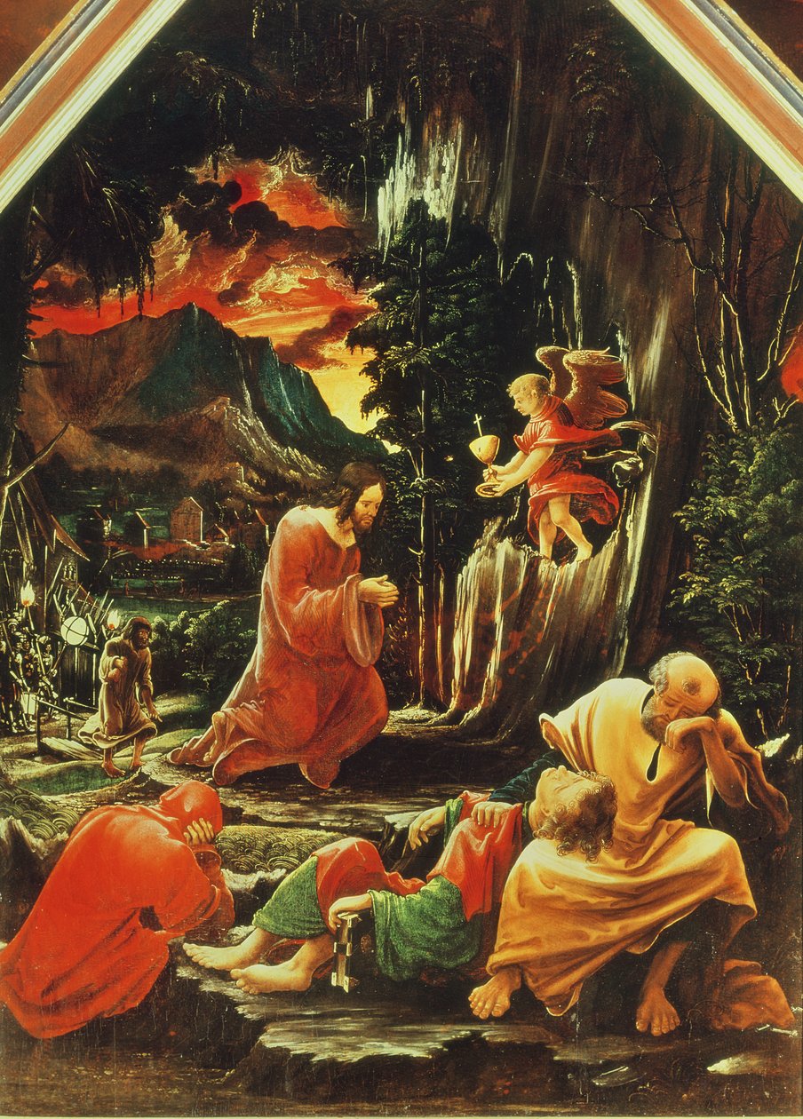 Agónia a kertben, a Szent Flórián-oltárból, 1515 körül alkotó: Albrecht Altdorfer